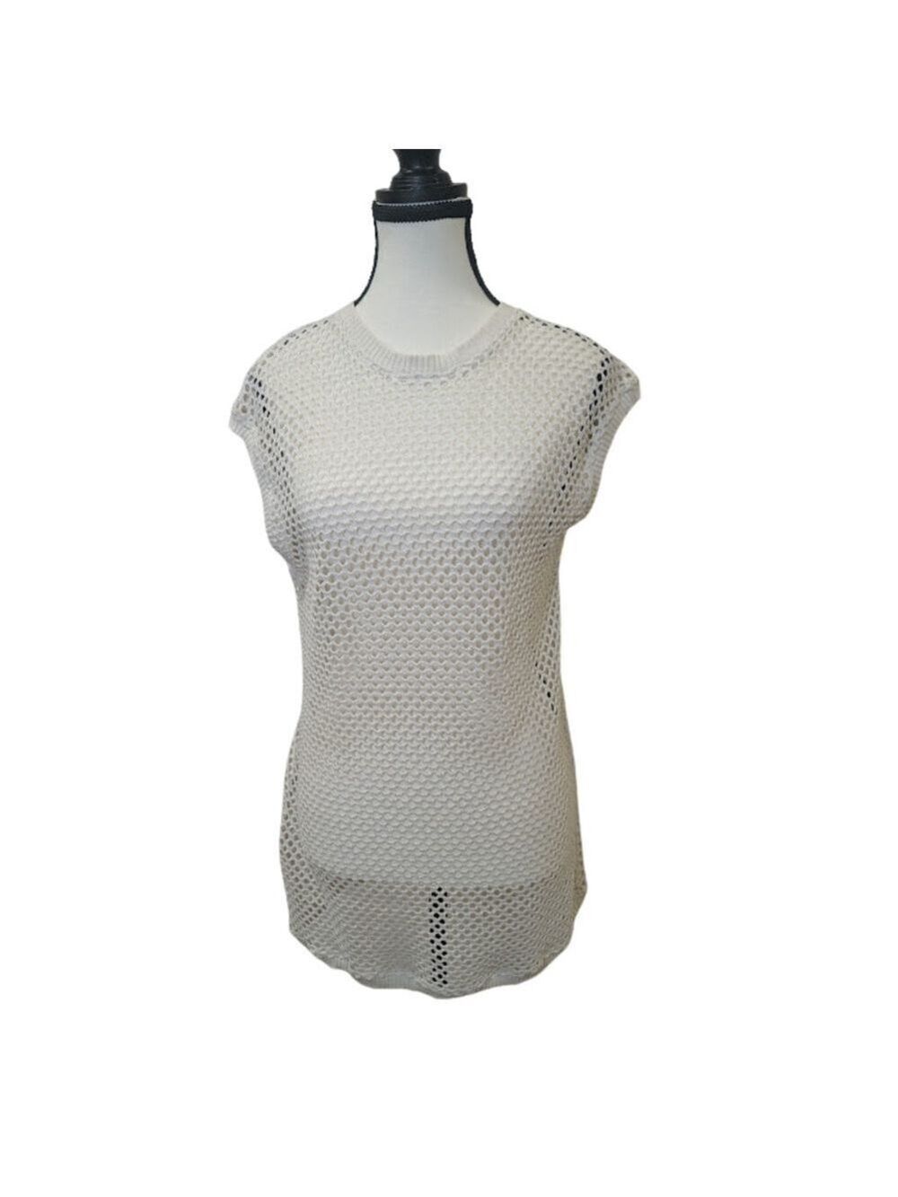 Coastal Chic Open-Knit Mesh Cover-up Tank | Zara S Cream Resort Beachy Layer